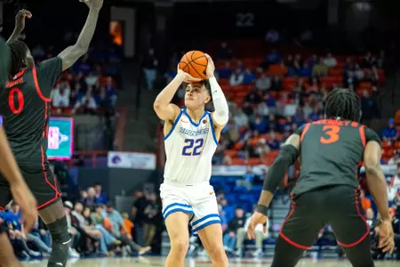 Javan Buchanan attempts a jimp shot against San Diego State at ExtraMile Arena