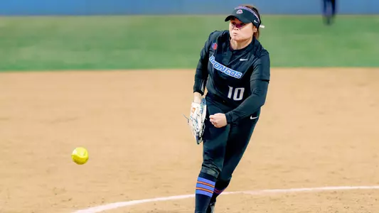 Abby Dowell throw a pitch at Dona Larsen Park