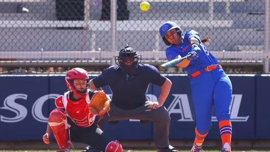 Makenzie Butt hits a ball against Houston in San Antonio, Feb. 28.