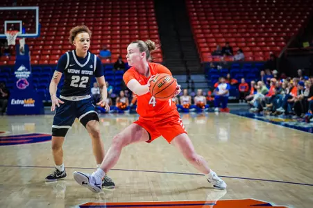Dani Bayes makes a pass against Utah State on March 4, 2025. Photo by Kenna Harbison.