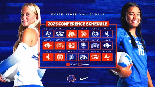 Volleyball 2025 MW Schedule featuring the dates for all 18 matches.