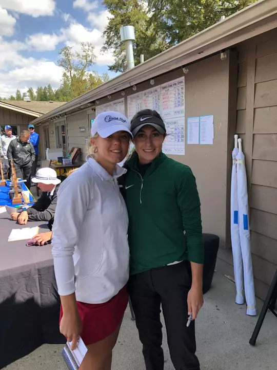 Emily Cadwell and Brooke Patterson after 2021 state tournament