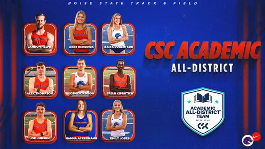 Hanna Ackermann, Emily Jobes, Abby Kendrick, Kaiya Robertson, Josh Dickinson, Landon Helms, Joe Hudson, Brian Kiprotich, and Alex Thompson were recognized by CSC for all district