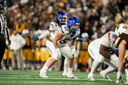 Boise State Football 2024 Game 11 vs University of Wyoming at War Memorial Stadium. Marco Notarainni (53). Photo by Kenna Harbison.