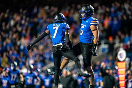 A'Marion McCoy and Jayden Virgin-Morgan celebrating after a play