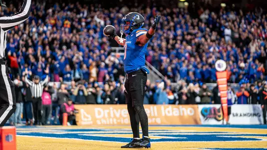 Latrell Caples celebrating in end zone after touchdown against San Diego State