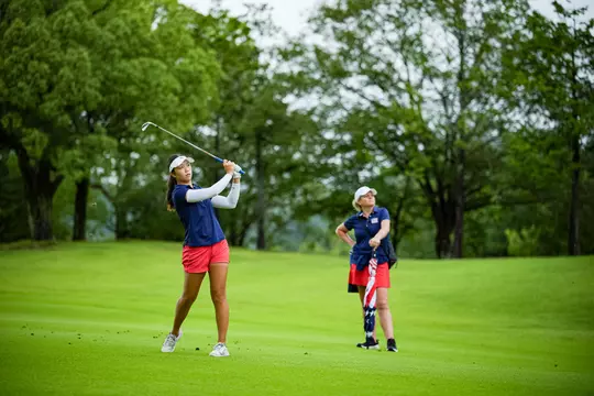 Kailin Downs coaching Team USA at Toyota Junior Golf Cup Junior Am