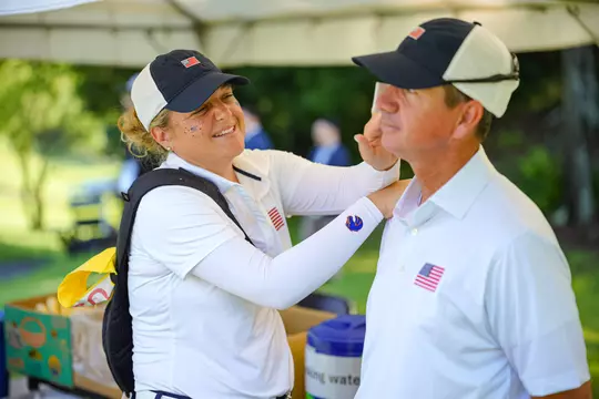 Kailin Downs and Glen Millican before Toyota Junior Golf Cup