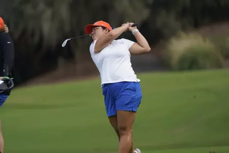 Jillian Hui swinging a club at the 2024 Golfweek Fall Challenge