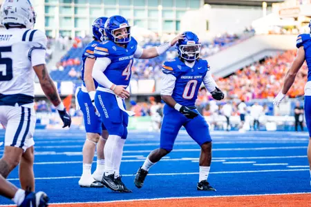 Maddux Madsen, Dylan Riley celebration vs. Utah State, 2026