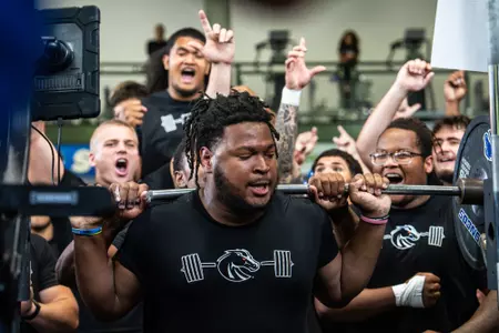 Boise State Football 2026 Big Squat Thursday. Photo by Kenna Harbison