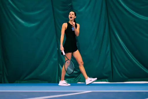 Tereza Polakova fist bumping and yelling