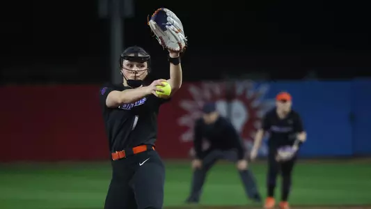 Charley Duran winds up to deliver a pitch at Loyola Marymount, Feb. 5, 2026