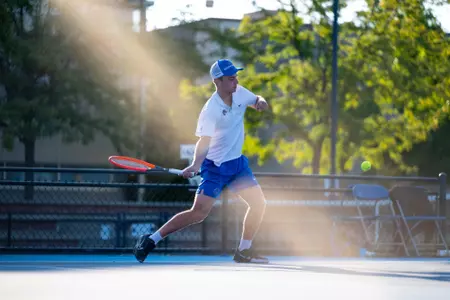 Lukas Velik rallying the ball back.