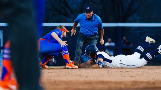 Chloe Hughes tags a runner out at second base at Nevada, March 13, 2026.