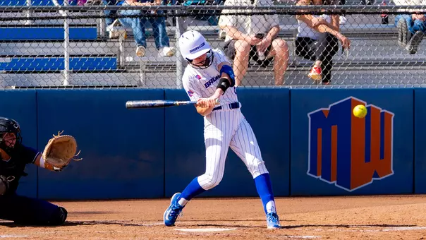 Marissa Gonzalez swings a pitch against Weber State, March 8, 2026.