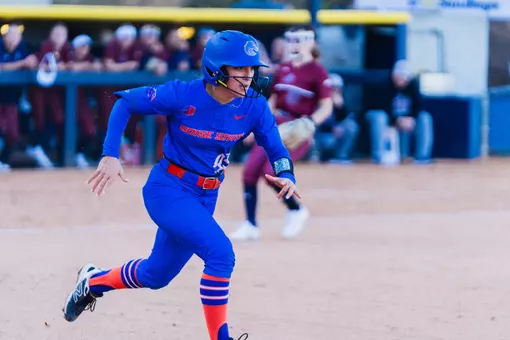 Sophia Romero runs to first base against FDU.