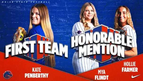 Graphic depicting 2026 All-Mountain West Softball First Team and Honorable Mention selections.