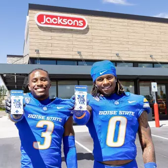Bates and Riley Promoting Bronco Trading Cards