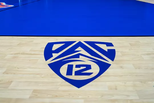 Boise State Volleyball 2026 Taraflex Court in Extra Mile Arena. Photo by Kenna Harbison
