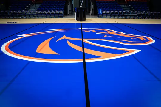 Boise State Volleyball 2026 Taraflex Court in Extra Mile Arena. Photo by Kenna Harbison