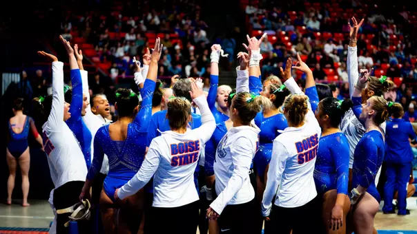 Gymnastics team huddle