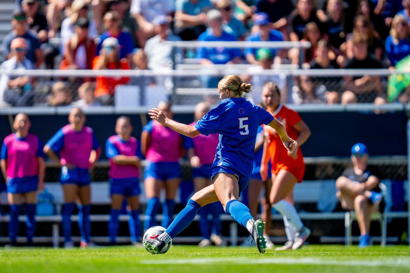 Photo: broncosports.com Madie Donovan dribbling the ball