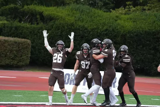 Brown celebrates Joseph Shell's 71-yard fumble return for a touchdown