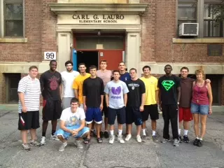 Brown Basketball Helps Paint Providence Elementary School Image