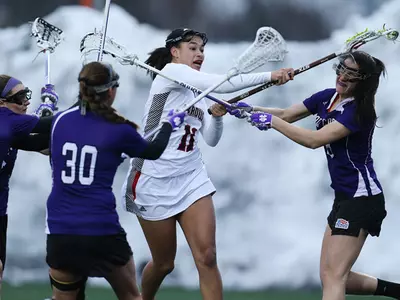 Hudgins' Last Second Goal Lifts Women's Lax Over Holy Cross, 11-10 Image