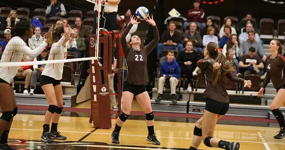 Merten Tallies Triple-Double, Volleyball Falls to Dartmouth, 3-2 Image