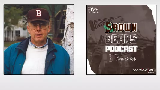 Graphic of sports archivist Peter Mackie for the Brown Bears Podcast