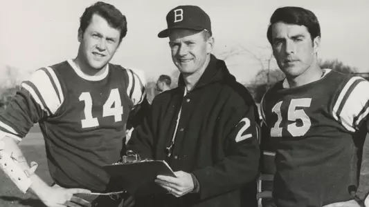 Legendary coach Cliff Stevenson with George Armiger '67 (left) and Howard Zeskind '67 (right)
