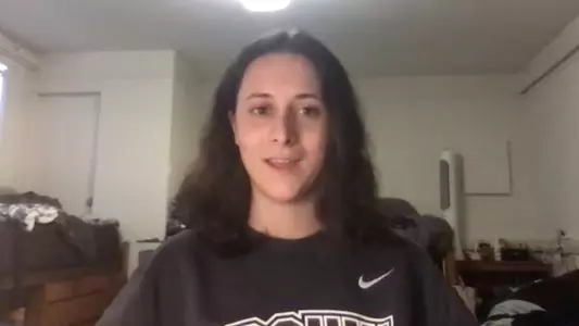 Screenshot of field hockey's Calista Manuzza for Women's History Month feature