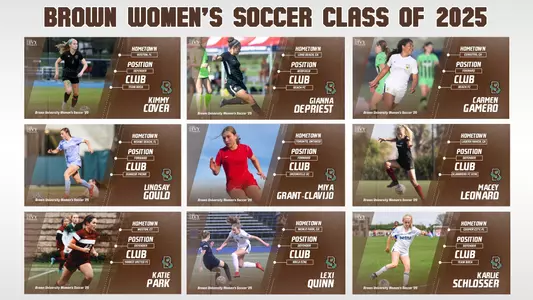 The nine members of the women's soccer Class of 2025 playing in games