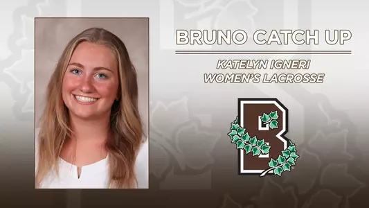 Head shot of women's lacrosse's Katelyn Igneri alongside the Brown Athletics logo