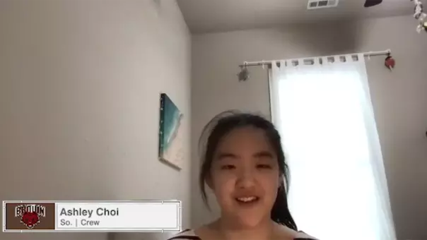 Women's crew's Ashley Choi on a Zoom call