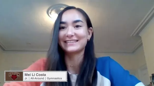 Gymnastics' Mei Li Costa on a Zoom call