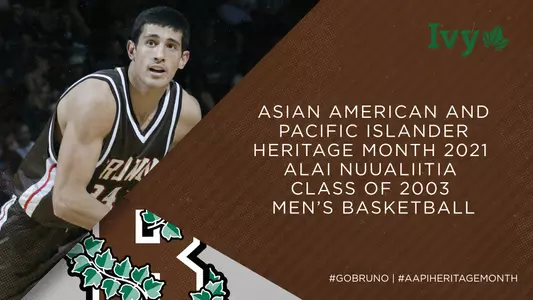 Photo of Alai Nuualiitia '03 alongside Asian American and Pacific Islander Heritage Month graphic