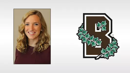 Head shot of Hannah Chappell-Dick alongside Brown logo