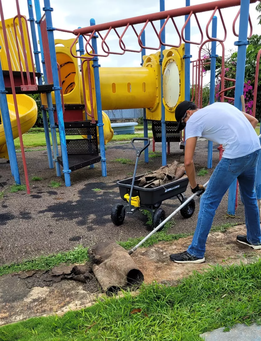 Restoration work being done on the park