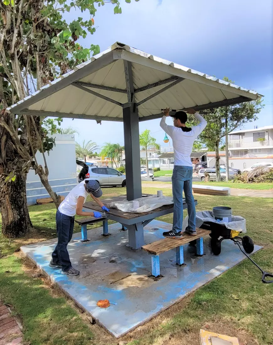 Restoration work being done on the park