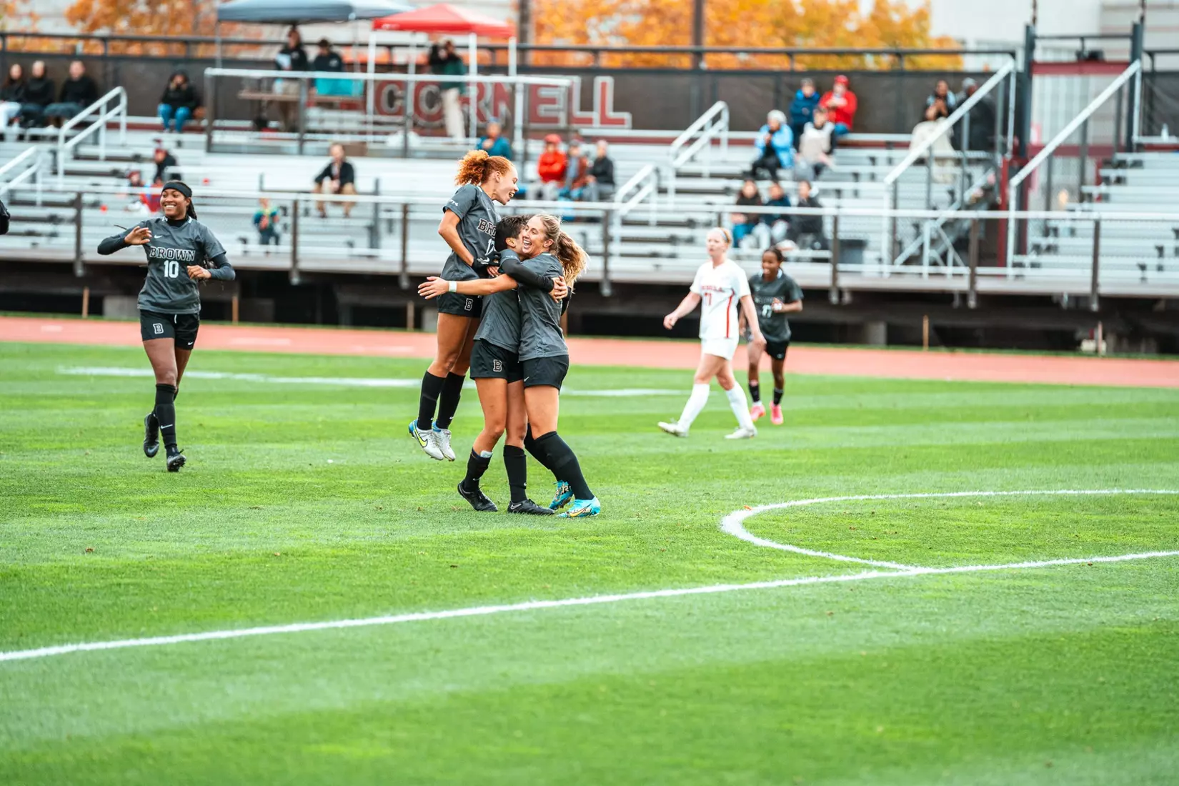 Audrey Lam celebrates scoring her first collegiate goal on Saturday, October 21 at Cornell