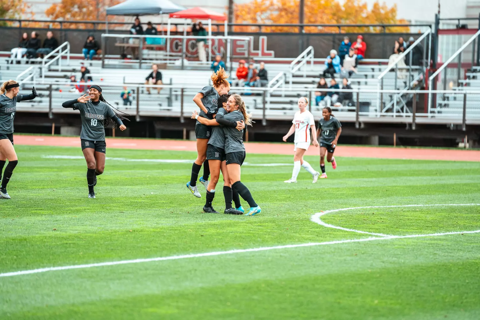 Audrey Lam celebrates scoring her first collegiate goal on Saturday, October 21 at Cornell