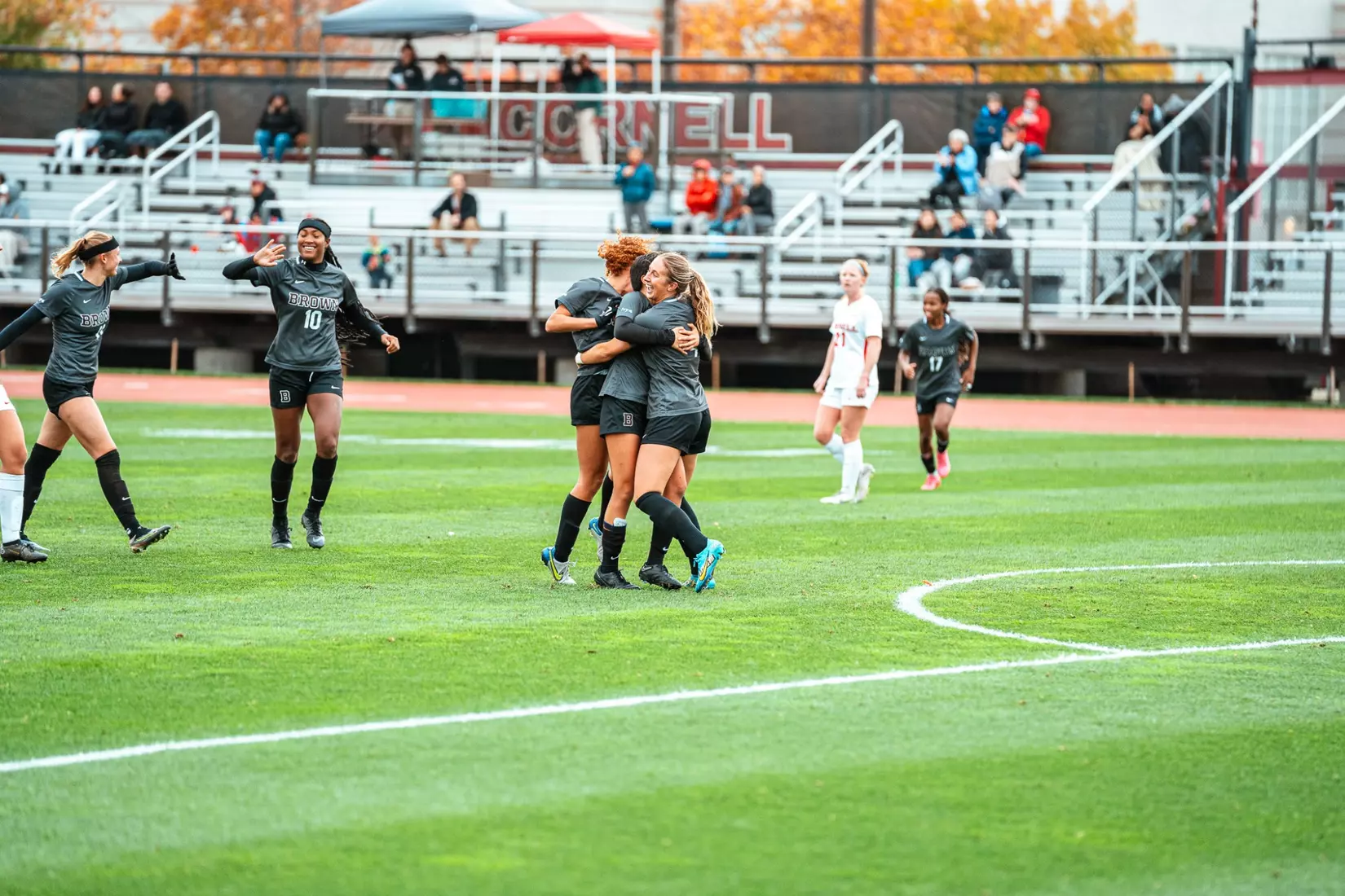 Audrey Lam celebrates scoring her first collegiate goal on Saturday, October 21 at Cornell