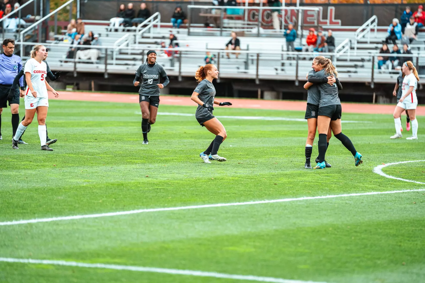 Audrey Lam celebrates scoring her first collegiate goal on Saturday, October 21 at Cornell