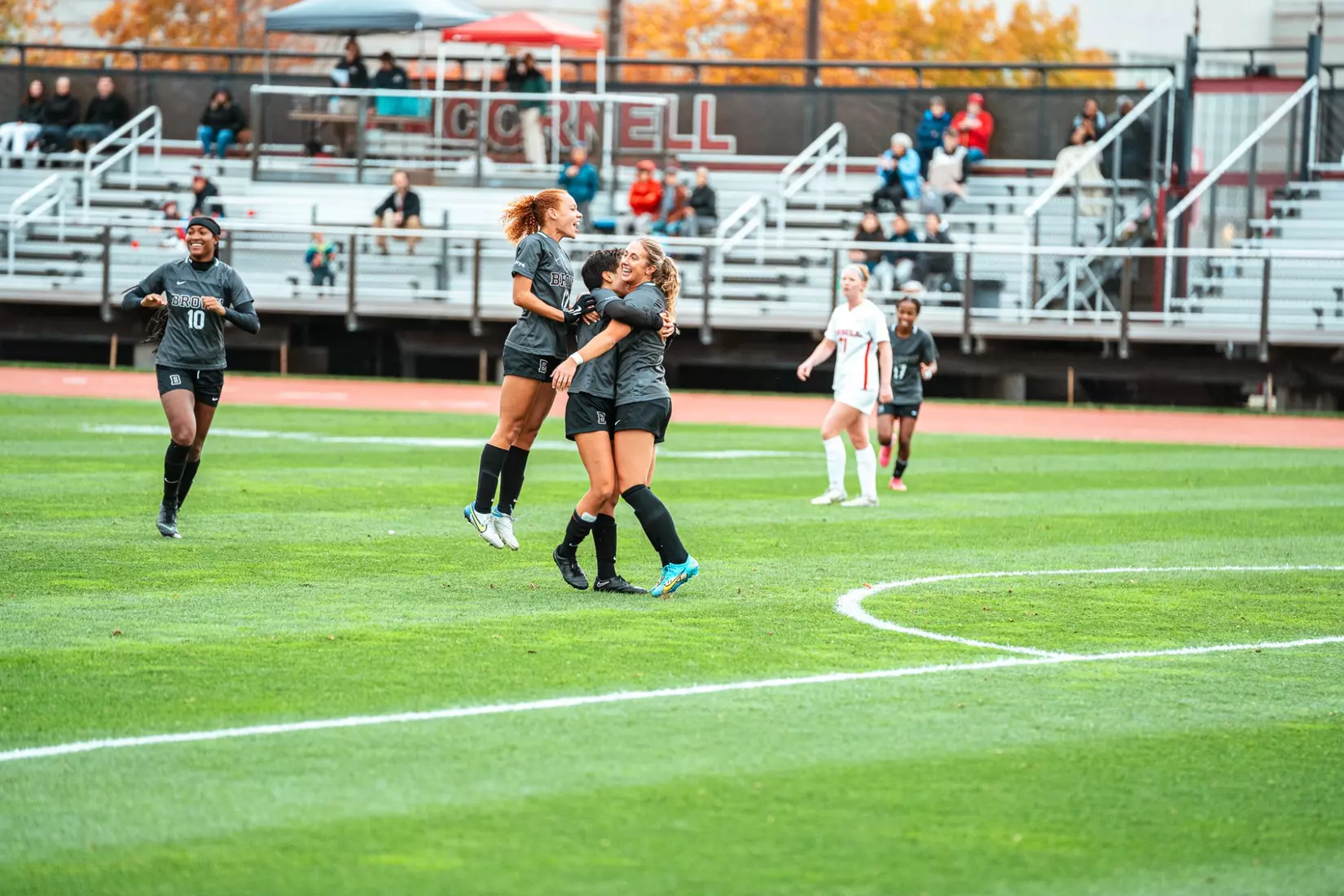 Audrey Lam celebrates scoring her first collegiate goal on Saturday, October 21 at Cornell