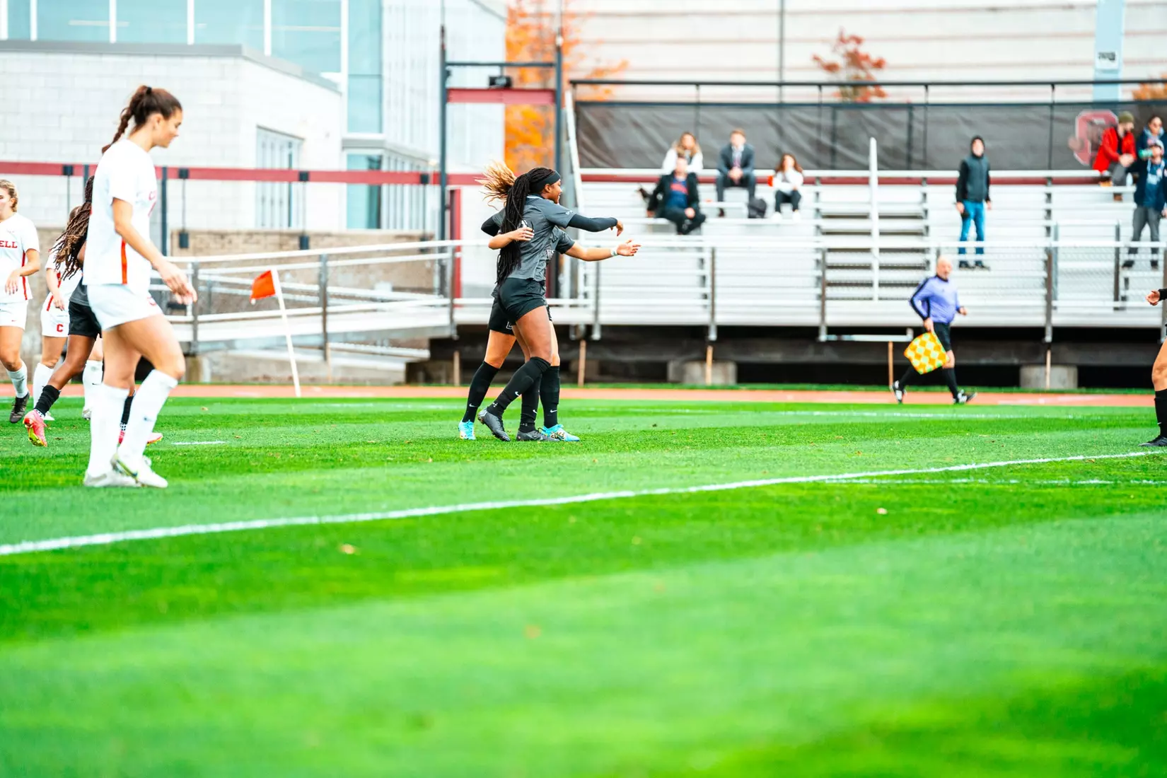 Brittany Raphino celebrates scoring her 11th goal of the season on Saturday, October 21 at Cornell