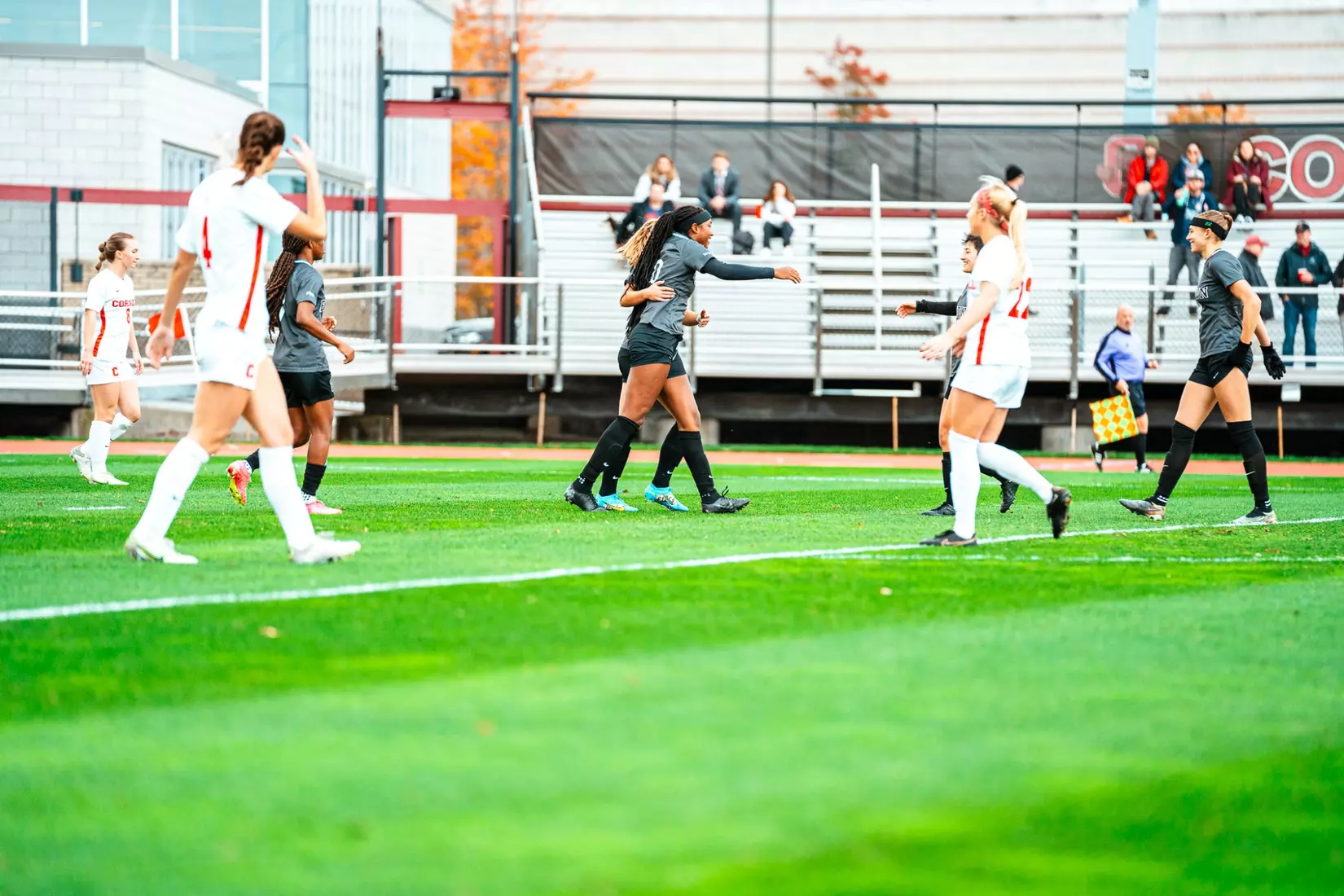 Brittany Raphino celebrates scoring her 11th goal of the season on Saturday, October 21 at Cornell