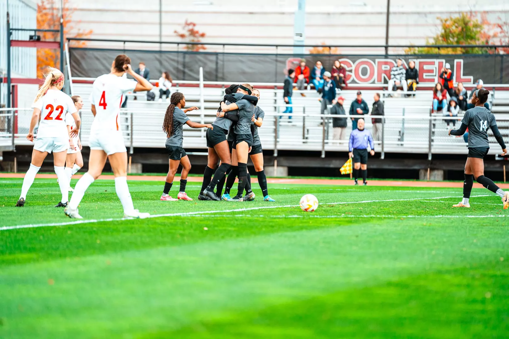 Brittany Raphino celebrates scoring her 11th goal of the season on Saturday, October 21 at Cornell